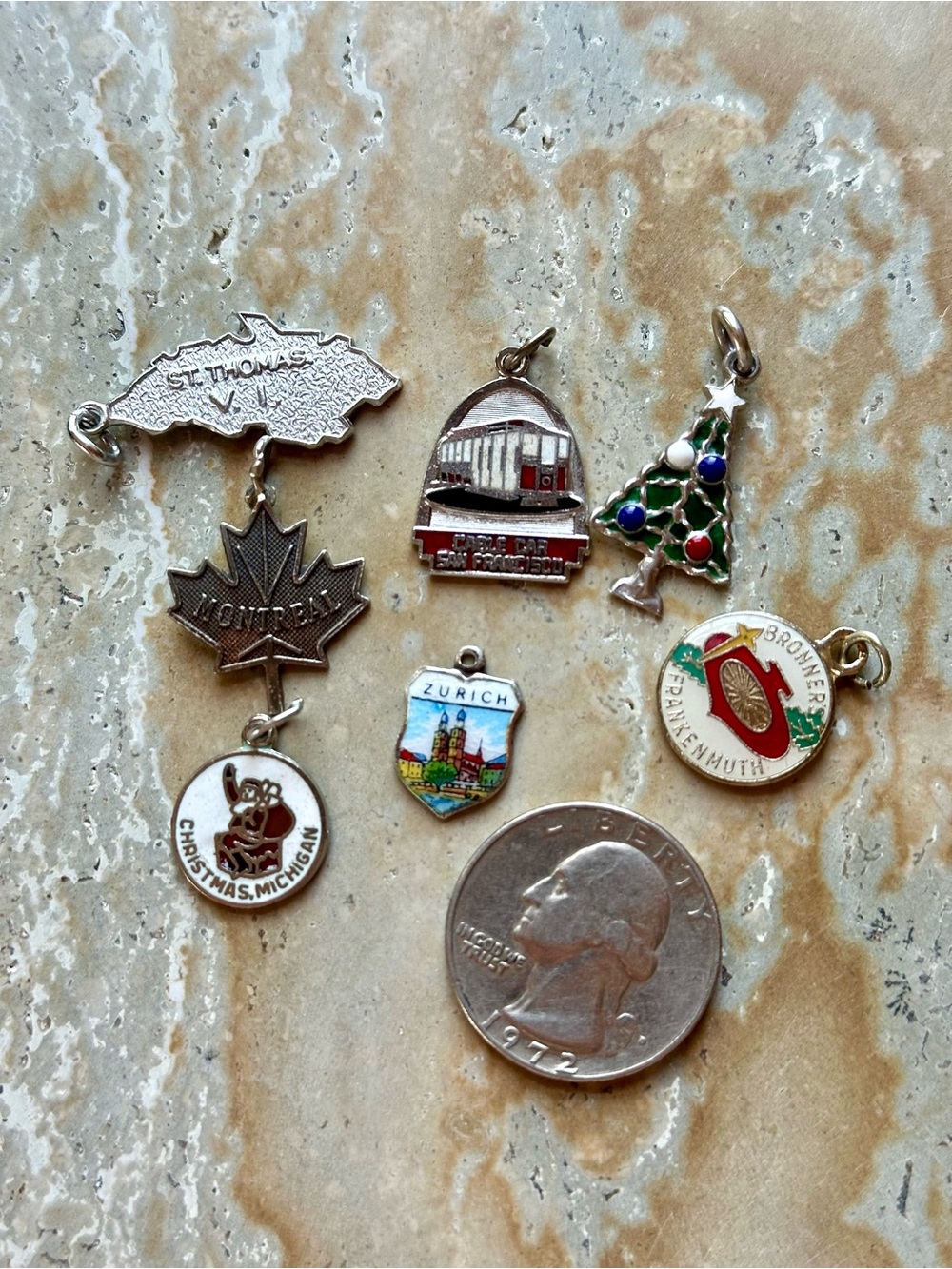 Vintage Sterling Silver Travel Charms Lot - Picture 3 of 4
